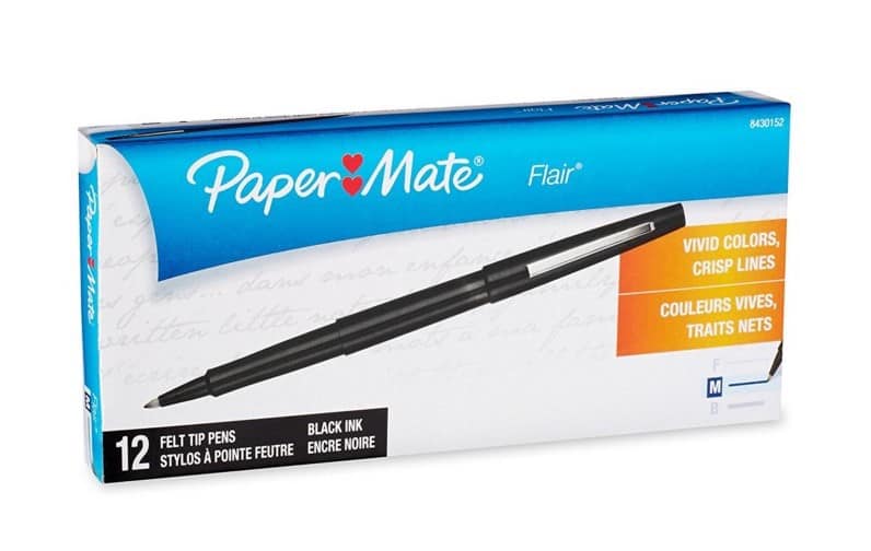 Paper Mate Flair Felt Tip Pens, Medium Point, 12-Count, Black