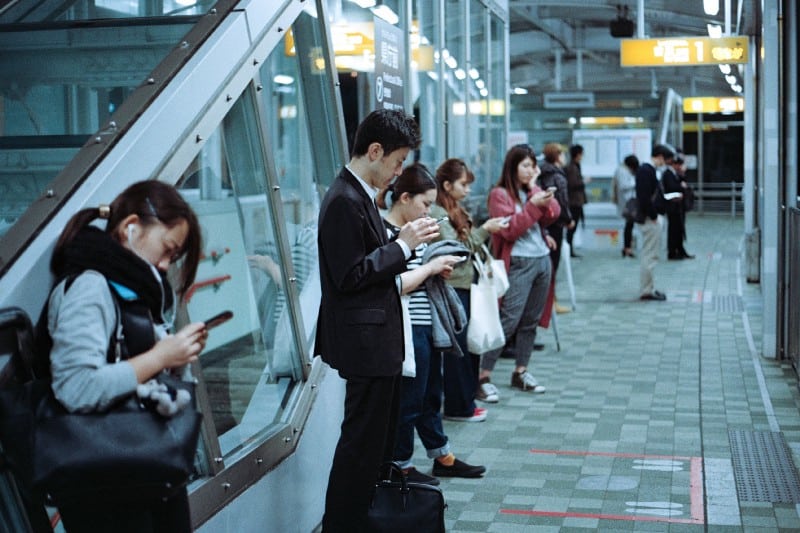 People waiting for shuttle