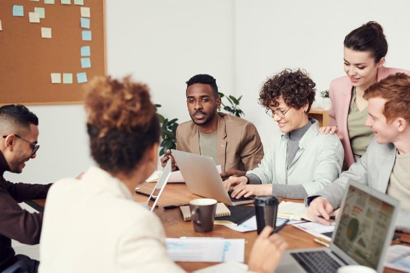 Group of people working at a table